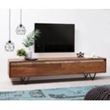 👉 Leisteen bruin zwart DELIFE Tv-meubel Stonegrace 200 cm acacia 4 laden V-poot 4251943848044