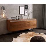 👉 Dressoir bruin zwart DELIFE Stonegrace 175 cm acacia Leisteen 3 deuren V-poot 4251943848105