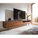 👉 Legplank bruin DELIFE Tv-meubel Stonegrace 240 cm acacia steenfineer 2 deuren laden 1 zwevend 4251943849225