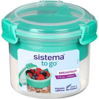 👉 Teal turkoois Sistema To Go Ontbijtkom Met Compartiment Breakfast Minty 530ml (6 Ass.) 9414202129031