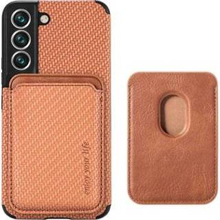 👉 Kaarthouder bruin koolstofvezel Samsung Galaxy S22 5G Magnetisch Hoesje met - 5712580064628