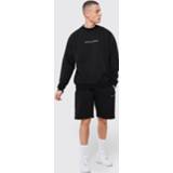 👉 Oversized Man Trainingspak Met Trui En Shorts, Black