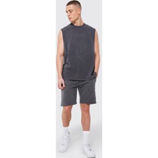 👉 Oversized Overdye Lmtd Tank Top En Shorts Set, Charcoal