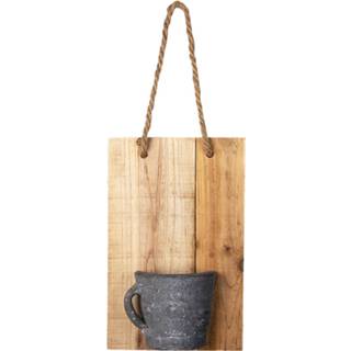 👉 Broodplank bruin hout Clayre & Eef Decoratie Met Vaas 18*11*28 Cm 8717459798038
