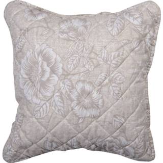 👉 Kussenhoes grijs polyester Clayre & Eef 40*40 Cm Bloemen Vierkant 8717459805149