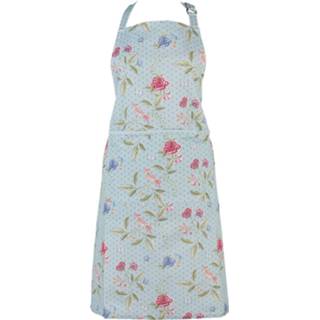 👉 Keukenschort blauw katoen groen Clayre & Eef 70*85 Cm Bloemen Bbq Schort 8717459802506