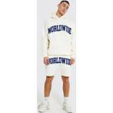 👉 Oversized Gestreept Worldwide Trainingspak Met Shorts, Ecru