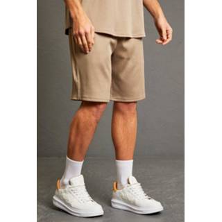 👉 Geplooide Basketbal Shorts Met Dubbele Taille Band, Taupe