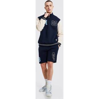 👉 Oversized Varsity Trainingspak Met Hoge Kraag En Shorts, Navy