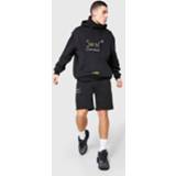 👉 Oversized Man Season Trainingspak Met Skimasker En Shorts, Black