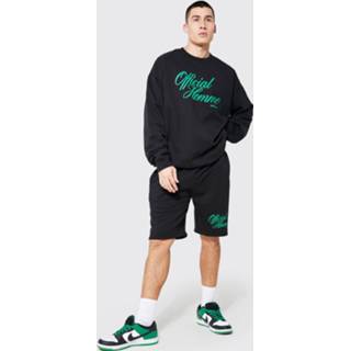 Oversized Official Homme Trainingspak Met Shorts, Black