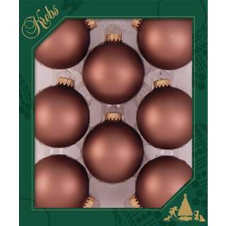 👉 Kerstbal bruin 8x Stuks Glazen Kerstballen 7 Cm Kokosnoot - 8720576053638