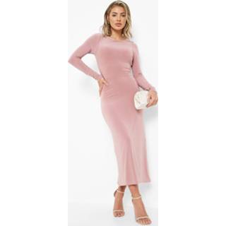 👉 Jurk roze Dusky Pink Strakke Midaxi Met Losse Rug,