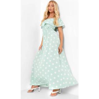 Jurk sage Maxi Met Uitgesneden Hals En Stippen, 1842320920