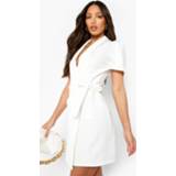 👉 Tall Short Sleeve Wrap Over Blazer Dress, White