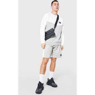 👉 Colour Block Trainingspak Met Trui En Shorts, Grey Marl