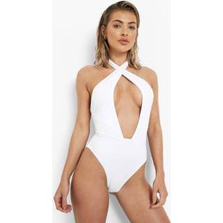 👉 Broderie Badpak Met Halter Neck, White