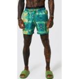 👉 Mid Double Waistband Recycled Marble Swim Shorts, Green