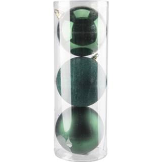 👉 Kerstbal kunststof active 3x stuks grote kerstballen donkergroen?15 cm mat/glans/glitter