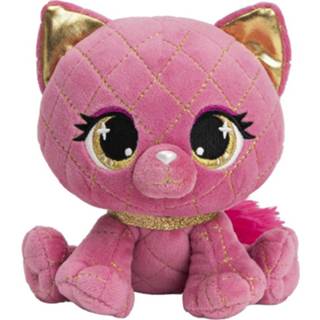 👉 Knuffel roze multi pluche stof kinderen designer P-Lushes Pets kat/poes 15 cm