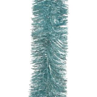 Kerst boom active blauw 1x stuks kerstboom slingers/lametta guirlandes ijsblauw (blue dawn) 270 x 7 cm