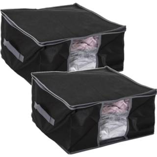 👉 Dekbed zwart polyester 2x Stuks dekbed/kussen opberghoes met vacuumzak 40 x 25 cm