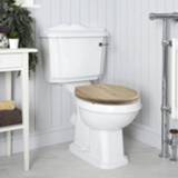 👉 Duoblok Toilet Keramisch Klassiek Wit en Warm Eiken WC-Bril | Oxford