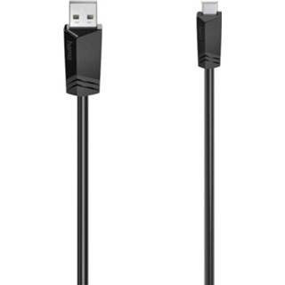 👉 Zwart zilver Hama USB-kabel USB 2.0 USB-A stekker, USB-mini-B stekker 0.75 m Zwart, 4047443443687