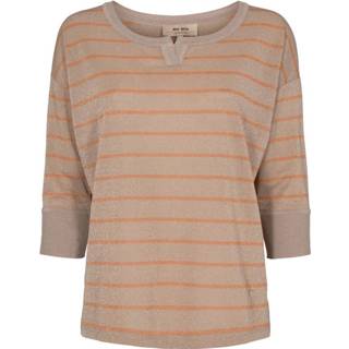 👉 Blous viscose m vrouwen print Mos Mosh 143310 253 mosmosh kiara 3/4 stripe blouse harvest pumpkin 5711855701312