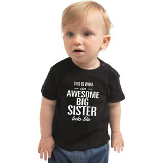 Shirt active baby's meisjes zwart Awesome big sister/ grote zus cadeau t-shirt babys /