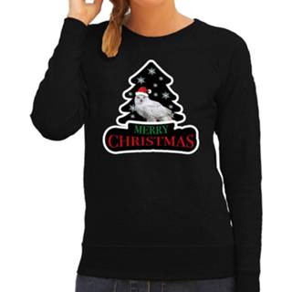 👉 Active vrouwen zwart Dieren kersttrui uil dames - Foute uilen kerstsweater