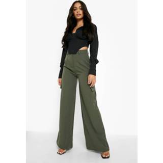 👉 Cargobroek kaki Wide Leg Cargo Broek, Khaki