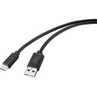 👉 Zwart Renkforce USB-kabel USB 2.0 USB-C stekker, USB-A stekker 1.00 m Met anti-microbacterieel oppervlak 4064161166452