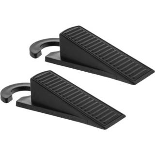 👉 Deurstopper zwart kunststof Set van 2x stuks deurstoppers/deurwiggen 12,5 cm