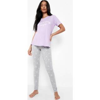 👉 Zwangerschap Mama Club Pyjama Set Met Tekst En Broek, Lilac