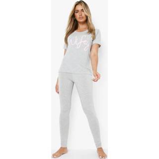 👉 Pyjama grijs grey marl Wifey Set Met Leggings,