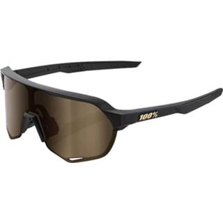 👉 Lens zwart goud One Size 100% S2 Matte Black Gold Mirror Sunglasses - Zonnebrillen