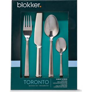 👉 Bestekset zilverkleurig Blokker Toronto - 16-delig 4 Persoons Mat 8718827156887