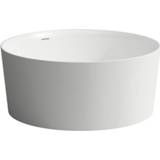 👉 Vrijstaand bad wit LAUFEN Val rond met overloop en click-clack waste 130 x 50,5 cm, 7612738910556