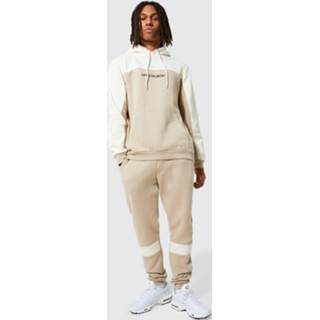 👉 Official Man Colour Block Trainingspak Met Capuchon, Sand