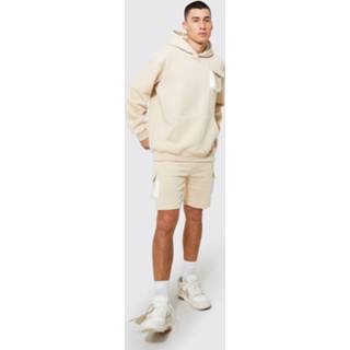 👉 Oversized Man Cargo Hooded Short Tracksuit, Sand