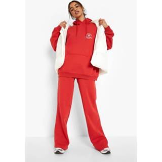 👉 Gerecycled Trainingspak Met Capuchon En Broek Met Rechte Pijpen, Red