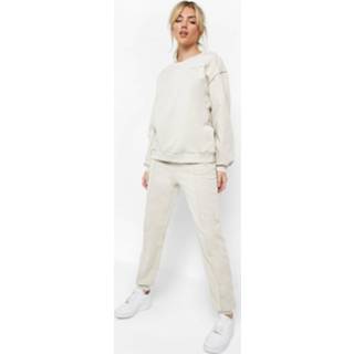 👉 Geborduurd Trainingspak Met Trui Met V-Hals, Stone