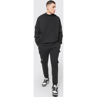 👉 Oversized Cargo Sweatshirt Tracksuit, Black