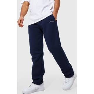 👉 Man Signature Joggingbroek Met Rechte Pijpen, Navy