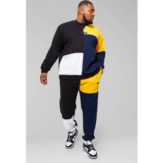 👉 Plus Baggy Colour Block Trainingspak Met Trui, Yellow