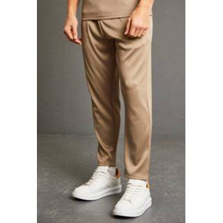 👉 Geplooide Toelopende Joggingbroek Met Dubbele Taille Band, Taupe