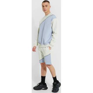 Oversized Man Colour Block Short Tracksuit, Light Blue