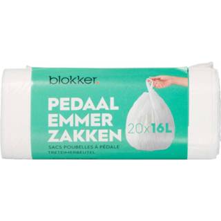 Pedaalemmerzak wit Blokker Pedaalemmerzakken - 20 Stuks 16 Liter 8718827204793