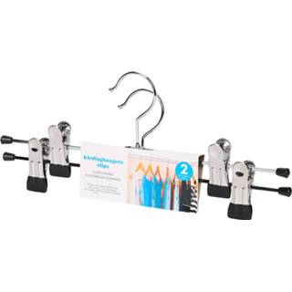 👉 Kledinghanger zilverkleurig Blokker Kledinghangers Met Clip Set/2 8718827151264